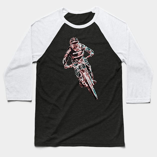 mtb downhill Baseball T-Shirt by rickylabellevie